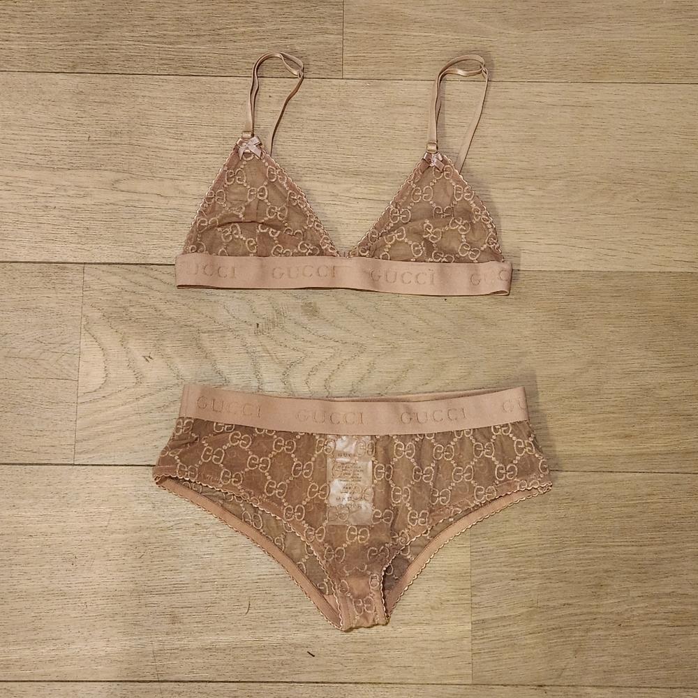 GUCCI GG Tulle Lingerie Set Pale Pink XS/S